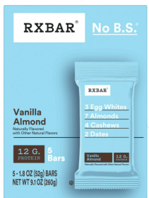 RXBAR, Gluten-Free Vanilla Almond Chewy Protein Bars, Gluten-Free, Ready-to-Eat, Protein Snack, 9.15 oz, 5 Count