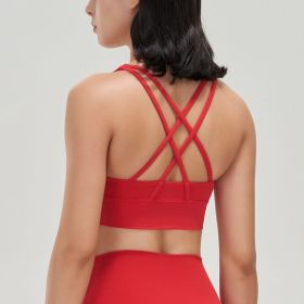 Nylon Top Women Bra Sexy Top Woman Breathable Underwear Women Fitness Yoga Sports Bra For Women Gym 22 Colors (Color: Red, size: M)