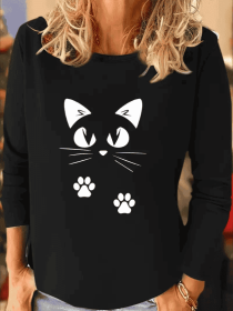 Women's Long Sleeve Hoodless Sweatshirt (Option: Black-2XL)